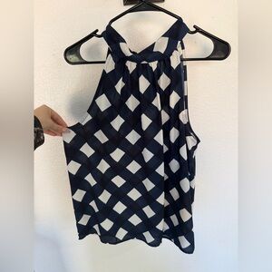 J. Crew Navy and White Geometric Halter Cami
